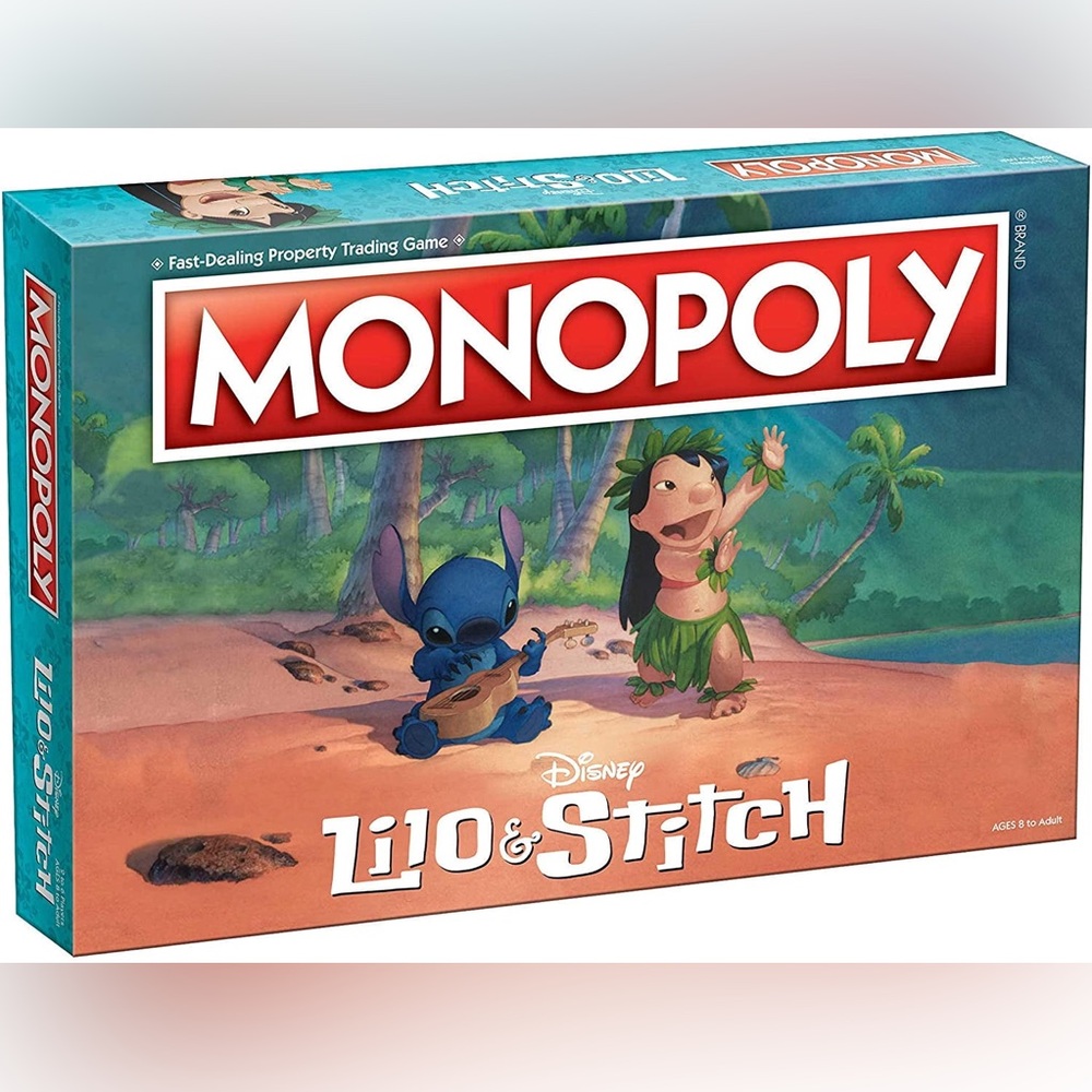 Disney Lilo & Stitch Monopoly Game with Blue and Red Accents